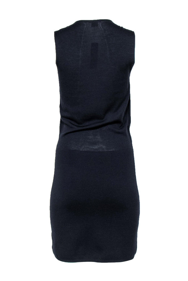 Current Boutique-Theory - Navy Draped Wool Blend Mini Dress Sz S