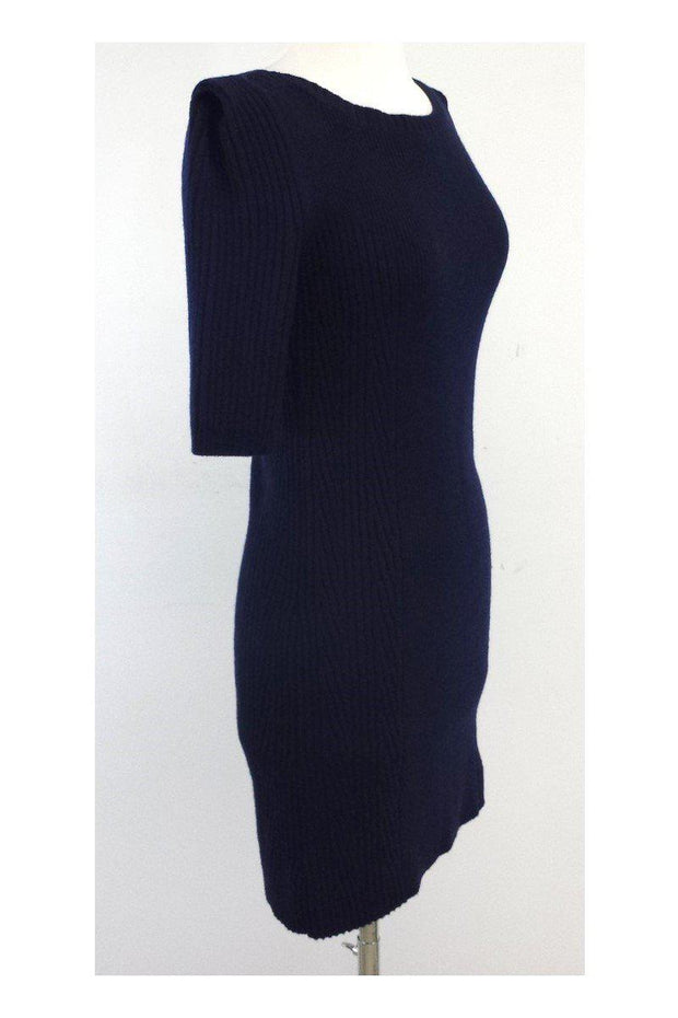 Current Boutique-Theory - Navy Knit Wool Short Sleeve Sweater Dress Sz M