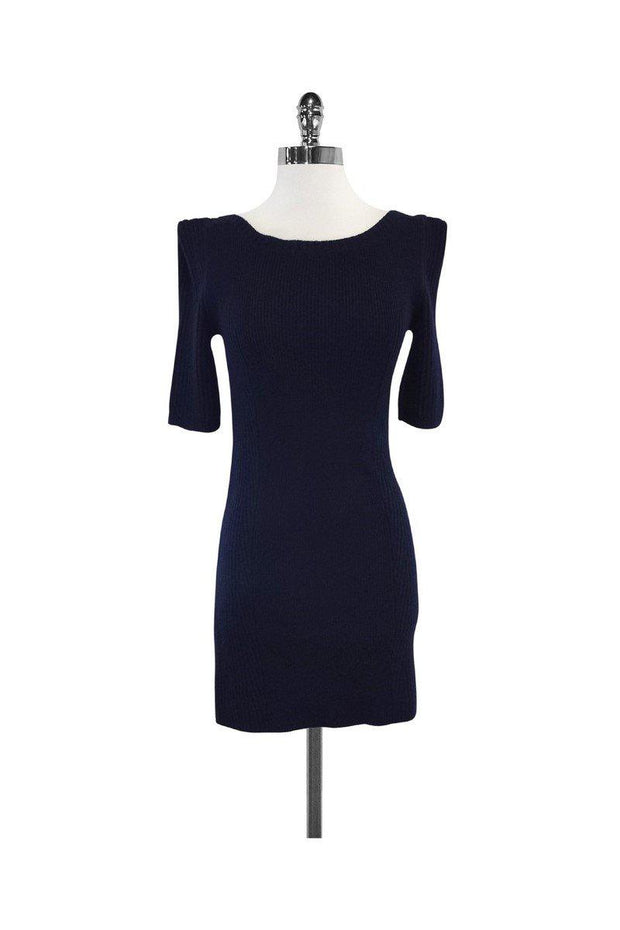 Current Boutique-Theory - Navy Knit Wool Short Sleeve Sweater Dress Sz M