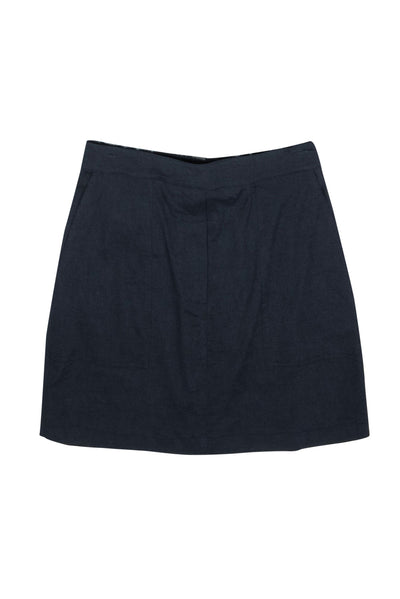 Current Boutique-Theory - Navy Linen Blend "Concord" Miniskirt w/ Pockets Sz S