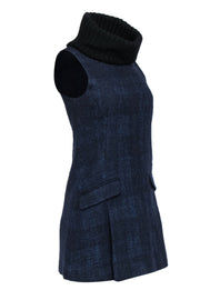 Current Boutique-Theory - Navy Sleeveless Turtleneck Wool Shift Dress Sz 2