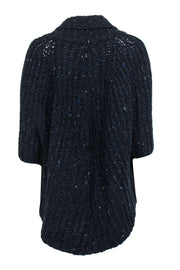 Current Boutique-Theory - Navy Speckled Knit Open Front Quarter Sleeve Cardigan Sz XS