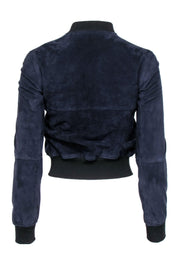 Current Boutique-Theory - Navy Suede Zip-Up Bomber Jacket Sz XS