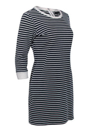 Current Boutique-Theory - Navy & White Striped Quarter Sleeve Shift Dress Sz 10