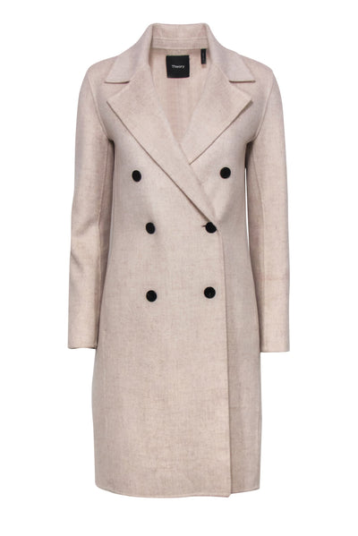 Current Boutique-Theory - Oatmeal Wool & Cashmere Double Breasted Coat Sz P
