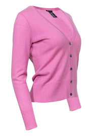 Current Boutique-Theory - Pink Button-Up Cashmere Cardigan Sz M