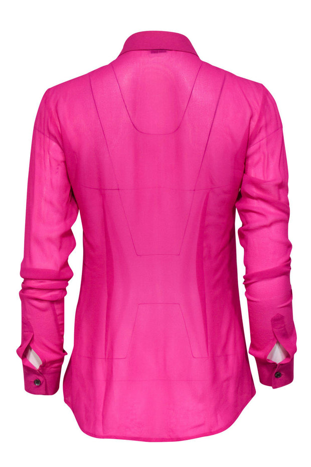 Current Boutique-Theory - Pink Button-Up Silk Blouse Sz P