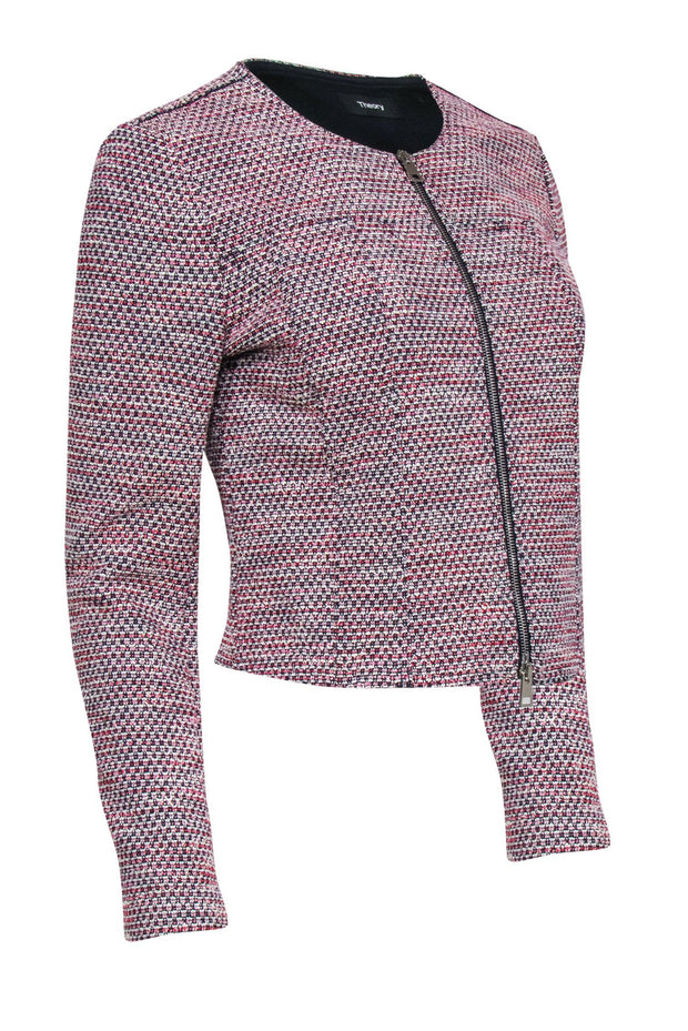 Current Boutique-Theory - Pink, Red & Black Tweed Blazer Sz 2