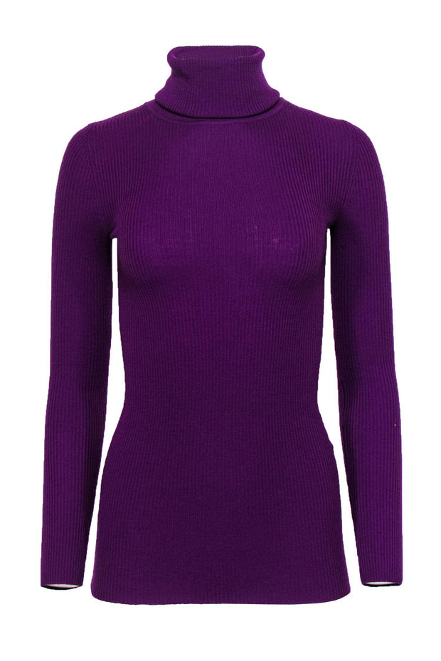 Current Boutique-Theory - Purple Ribbed Knit Turtleneck Sweater Sz P