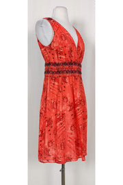 Current Boutique-Theory - Red Printed Cotton & Silk Dress Sz M