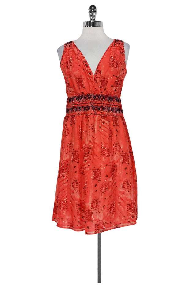 Current Boutique-Theory - Red Printed Cotton & Silk Dress Sz M