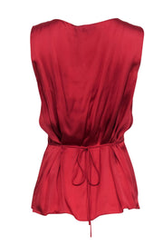 Current Boutique-Theory - Red Silk Satin Fitted Top Sz S