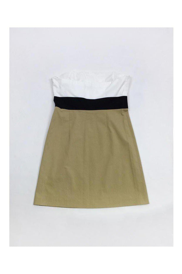 Current Boutique-Theory - Strapless White, Black & Tan Dress Sz 10