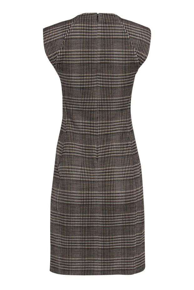 Current Boutique-Theory - Tan Glen Plaid Sleeveless Wool Blend Sheath Dress Sz 6