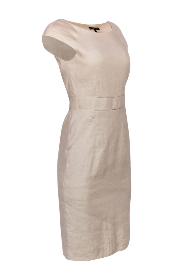 Current Boutique-Theory - Taupe Linen Sheath Dress w/ Pockets Sz 2