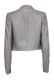 Current Boutique-Theory - Taupe Smooth Cropped Leather Open Jacket Sz P