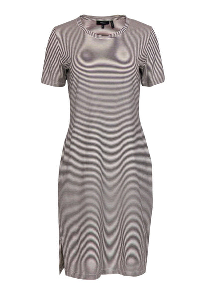 Current Boutique-Theory - White & Black Striped T-Shirt Midi Dress Sz L
