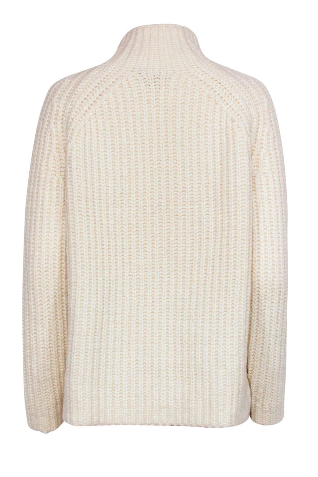Current Boutique-Theory - White Chunky Knit Mock Neck Wool Blend Sweater Sz S