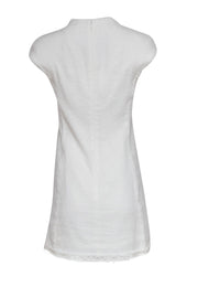 Current Boutique-Theory - White Cotton Blend Textured Sheath Dress Sz 4