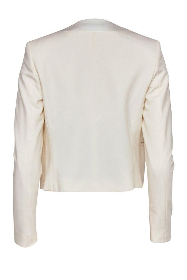 Current Boutique-Theory - White Cropped Blazer w/ Satin Lapel & Shoulder Pads Sz 00