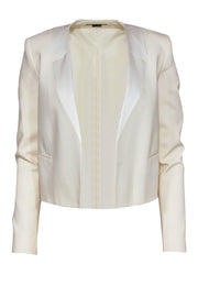 Current Boutique-Theory - White Cropped Blazer w/ Satin Lapel & Shoulder Pads Sz 00