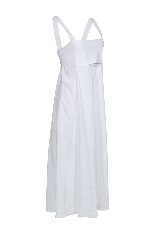 Current Boutique-Theory - White Linen Strappy Maxi Dress w/ Tie Back Sz L