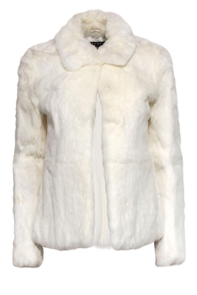 Theory - White Rabbit Fur Clasped Coat Sz S – Current Boutique