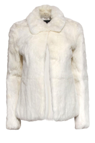 Current Boutique-Theory - White Rabbit Fur Clasped Coat Sz S
