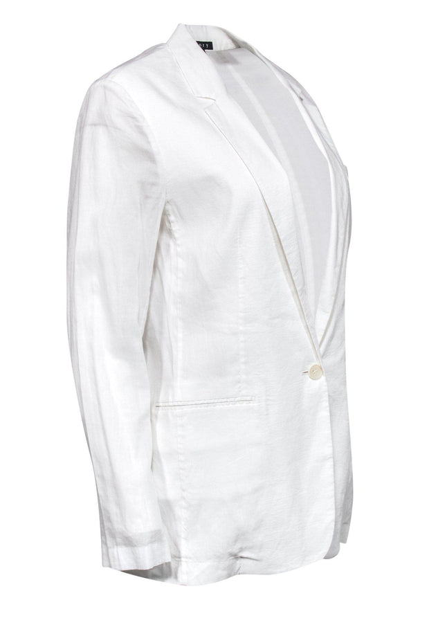 Current Boutique-Theory - White Single-Button Blazer w/ Semi-Sheer Back Sz 10