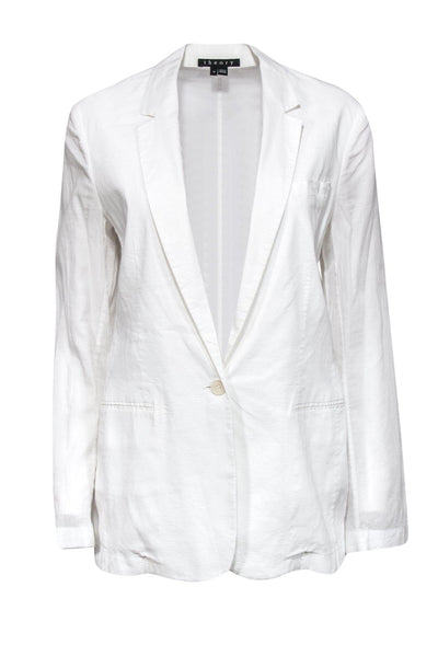 Current Boutique-Theory - White Single-Button Blazer w/ Semi-Sheer Back Sz 10