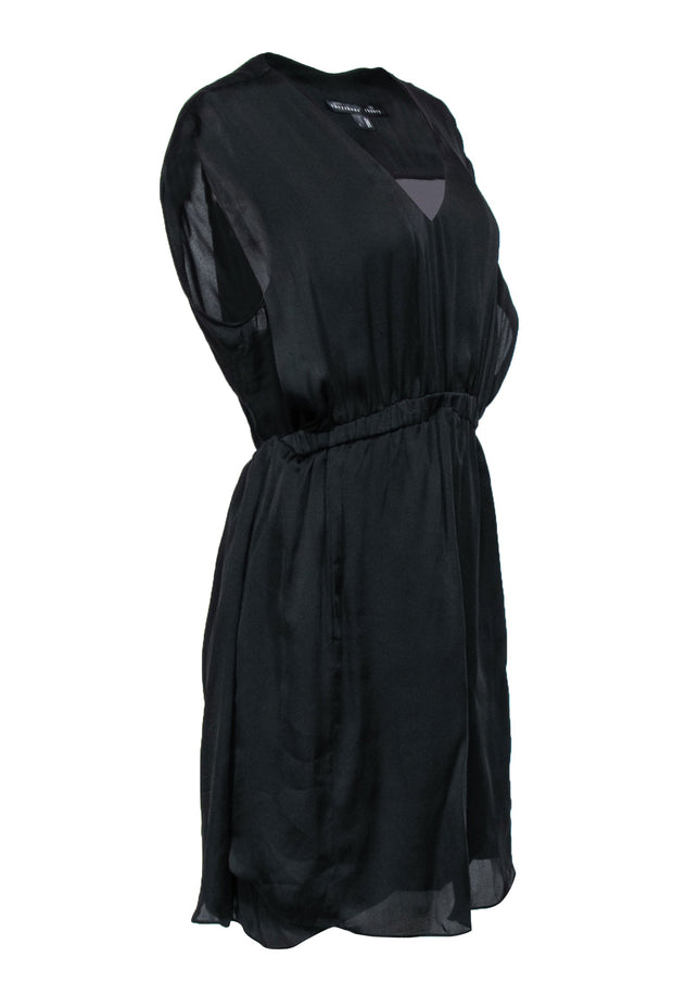 Current Boutique-Theyskens' Theory - Black V-Neck Silk Mini Dress Sz L