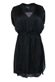 Current Boutique-Theyskens' Theory - Black V-Neck Silk Mini Dress Sz L