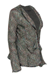 Current Boutique-Theyskens' Theory - Multicolor Knit Clasped Jacket w/ Frayed Trim Sz 4