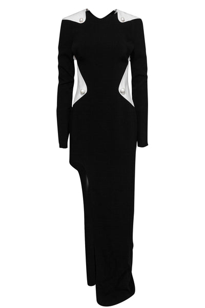 Current Boutique-Thierry Mugler - Black & White Gown w/ Cutout Hem Sz 4