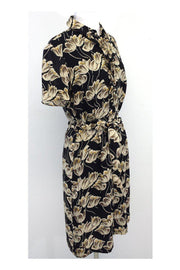 Current Boutique-Thomas Pink - Black & Tan Floral Shirt Dress Sz 8
