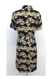 Current Boutique-Thomas Pink - Black & Tan Floral Shirt Dress Sz 8