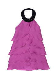 Current Boutique-Thread Social - Magenta Silk Gauze Tiered Halter Dress Sz 4