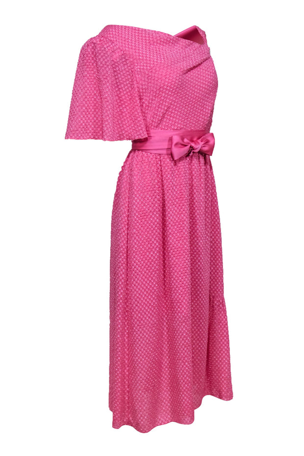 Current Boutique-Three Floor - Pink Belted One-Sleeve Maxi Dress Sz 8