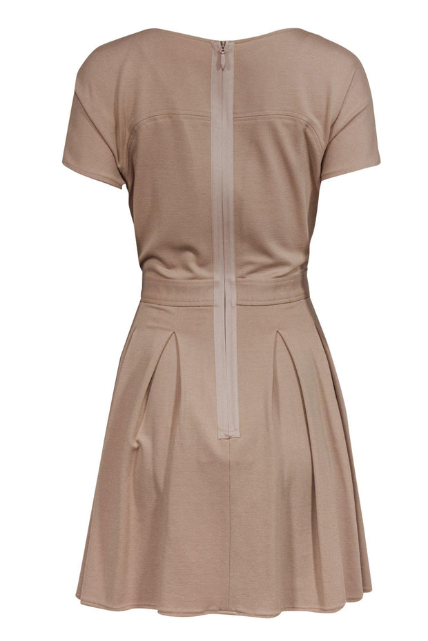 Current Boutique-Tibi - Beige Fit & Flare Dress w/ Pleated Skirt Sz M