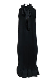Current Boutique-Tibi - Black Accordion Pleated Sleeveless Ruffle Maxi Dress w/ Flounce Hem Sz S