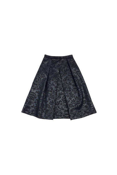 Current Boutique-Tibi - Black Brocade Full Midi Skirt Sz 2