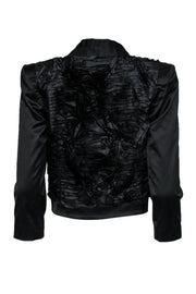 Current Boutique-Tibi - Black Cropped Open Blazer w/ Ruffle Design Sz 4