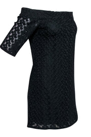 Current Boutique-Tibi - Black Floral Eyelet Strapless Shift Dress w/ Sleeve Sz M