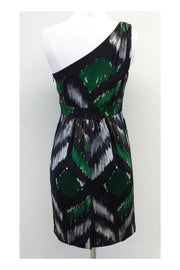 Current Boutique-Tibi - Black, Grey, Brown & Green One Shoulder Dress Sz 2