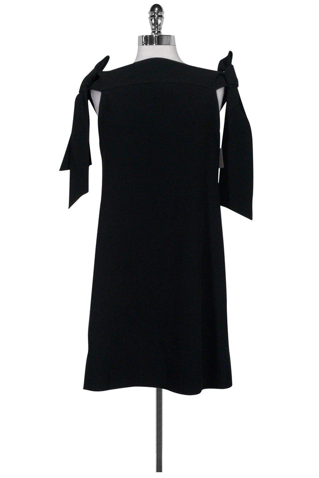 Current Boutique-Tibi - Black Sheath Dress w/ Bows On Shoulders Sz 6