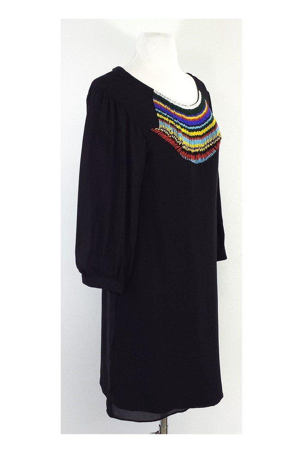 Current Boutique-Tibi - Black Silk Beaded Neckline Dress Sz 4