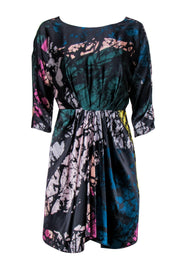 Current Boutique-Tibi - Black Silk Sheath Dress w/ Multicolored Graphic Print Sz 4
