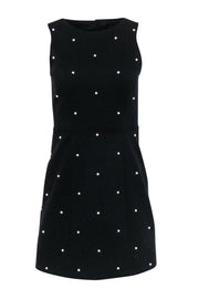 Current Boutique-Tibi - Black Sleeveless Sheath Dress w/ White Polka Dot Beading Sz 2