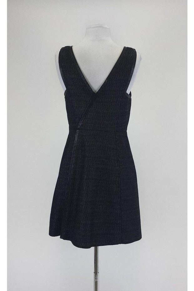 Current Boutique-Tibi - Black Textured Dress w/ Leather Trim Sz 6
