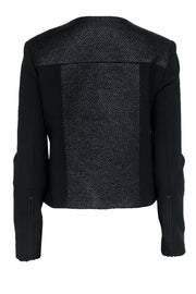 Current Boutique-Tibi - Black Textured Zip-Up Moto-Style Jacket Sz 6
